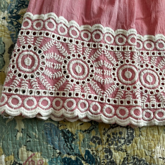 Boden Pink Cotton Skirt w White Embroidered Trim - Picture 3 of 11